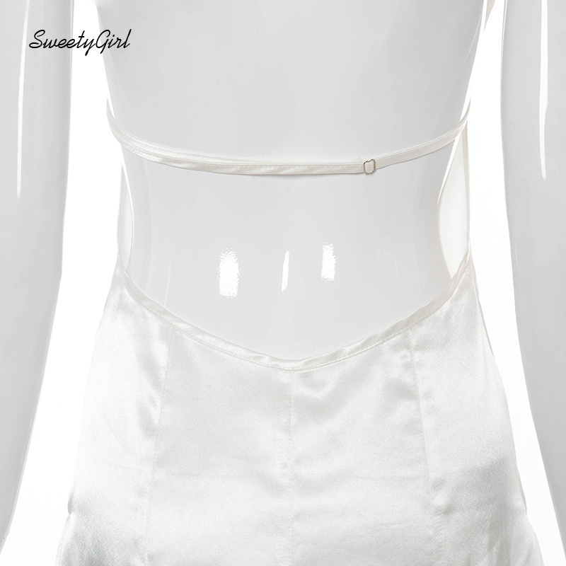 Đầm mini hai dây hở lưng màu trơn thời trang quyến rũ dành cho nữ