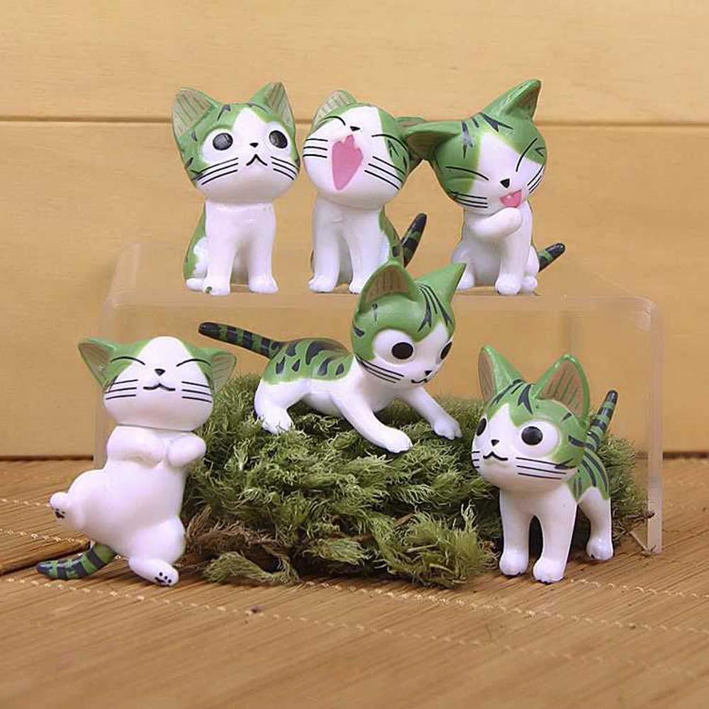 Bộ 9 mô hình mèo hoạt hình mini nhiều màu dễ thương trang trí tiểu cảnh / nhà cửa