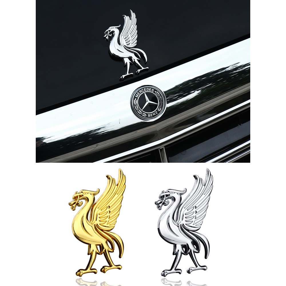 Miếng Dán Trang Trí Xe Hơi Hình Logo Liverpool Team 3d Phản Quang Bằng Kim Loại