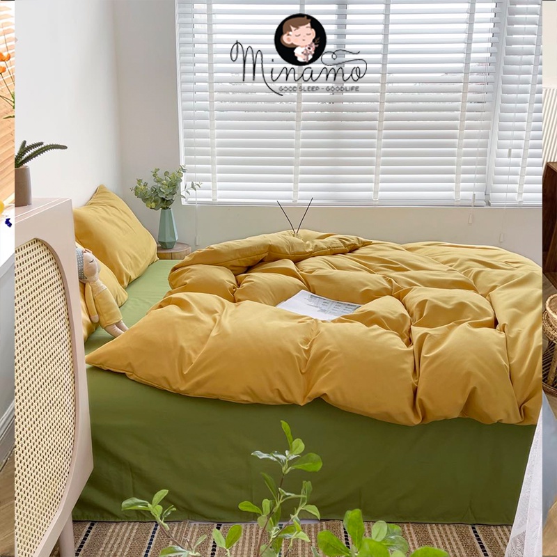 Bộ vỏ chăn ga gối Cotton Đũi Phối Minamo nhiều mẫu đẹp, siêu mềm mịn, chất liệu kháng khuẩn bảo vệ da - B09 | BigBuy360 - bigbuy360.vn