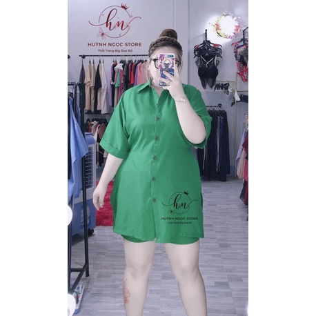 𝗕𝗜𝗚 𝗦𝗜𝗭𝗘 Set Sơ Mi Đùi Bo Eo 𝟲𝟬-𝟵𝟱𝗸𝗴