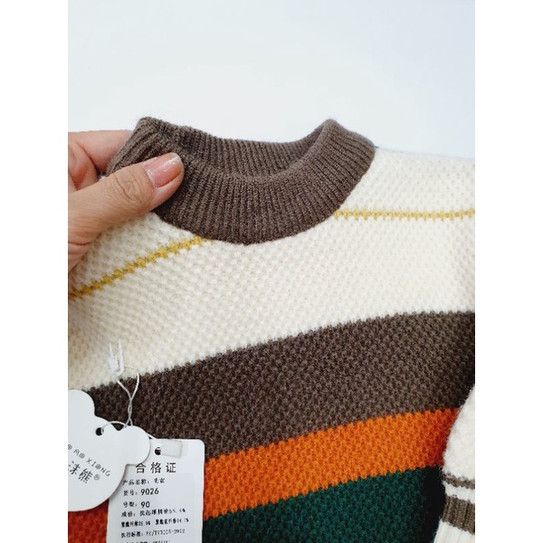 Áo len bé trai sweater (Quảng Châu Cao Cấp) tay dài màu trơn thời trang thu đông phong cách Hàn Quốc cho bé trai