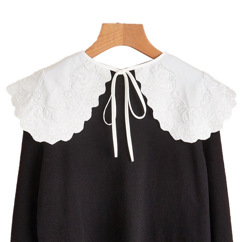 Khăn Choàng Cổ Thêu Hoa Đính Hạt Có Thể Tháo Rời Phong Cách Hàn Quốc Cho Nữ