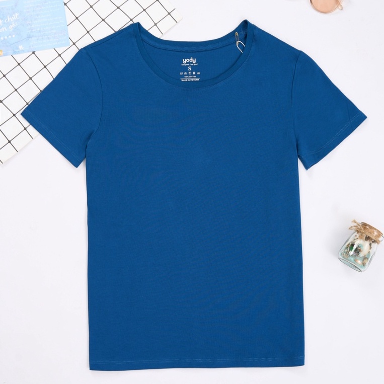 Áo thun YODY nữ cổ tròn phông tay ngắn chất vải cotton co giãn TSN5346