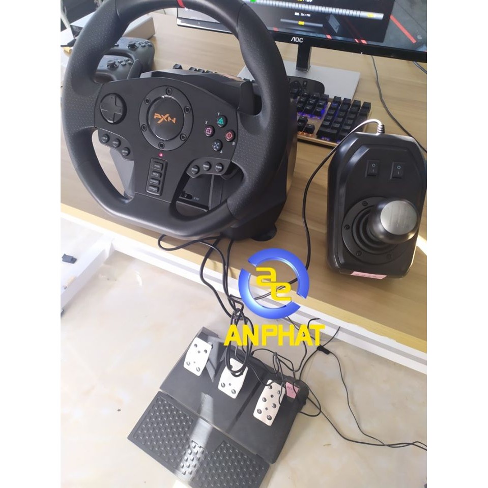 [Mã 254ELSALE giảm 7% đơn 300K] Vô lăng chơi game PXN V9 Gaming Racing Wheel - Vô lăng 270/900 độ , pedal chân côn , số