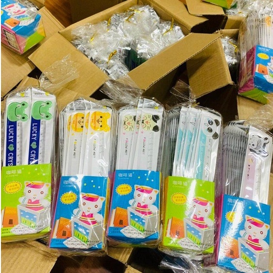 Thước nhựa học sinh 15cm hình con vật cute dễ thương