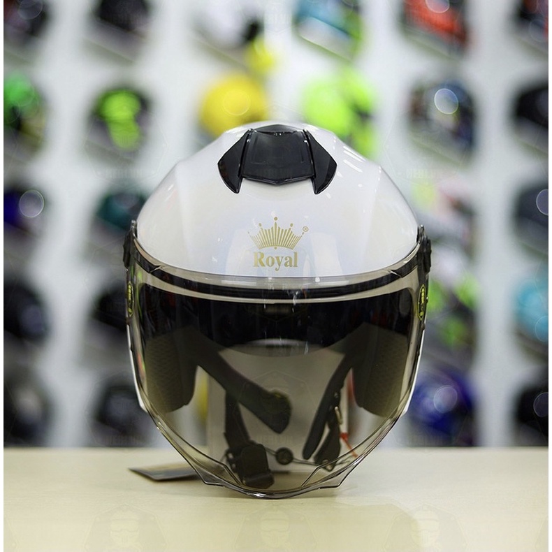 MŨ BẢO HIỂM 3/4 XH01 TRẮNG BÓNG ( KÈM BỘ 4 LOGO KYT VÀ BH 12 THÁNG)