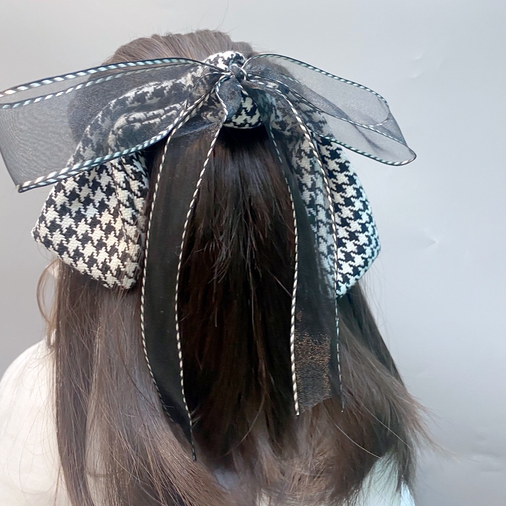 Kẹp Tóc Hình Nơ Bản Lớn Phối Lưới Thời Trang Cho Nữ