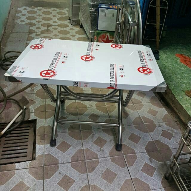 (Rẻ nhất shoppe) Bàn vuông inox 50x80cm cao 55cm-75cm hàng chất lượng