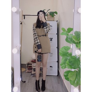 ( Ảnh thật ) Set gile len kèm đai