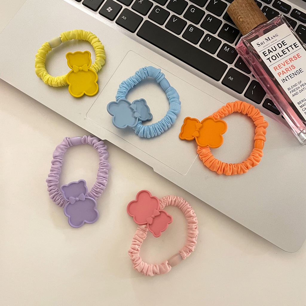 Scrunchies Cột Tóc Nhỏ LIN Đính Hình Gấu Đáng Yêu