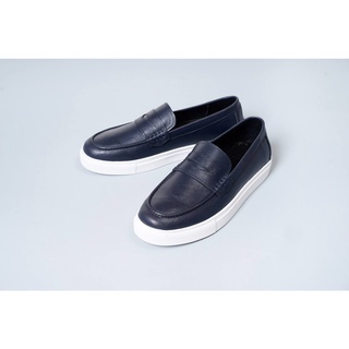 [ Best seller ] Giầy Lười nam  Air 01 Sneaker Leather - Màu Navy - giày da nam được bảo hành Da 1 năm, hỗ trợ đổi size