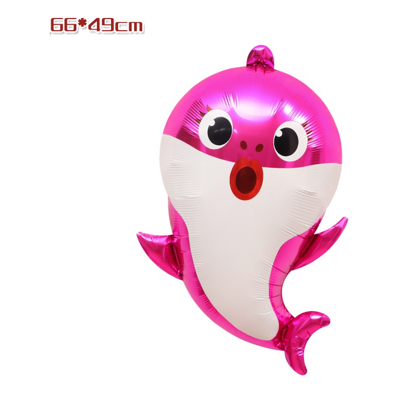 Set 5 Bong Bóng Lá Nhôm Hình Gia Đình Cá Mập Trang Trí Tiệc Sinh Nhật Cho Bé