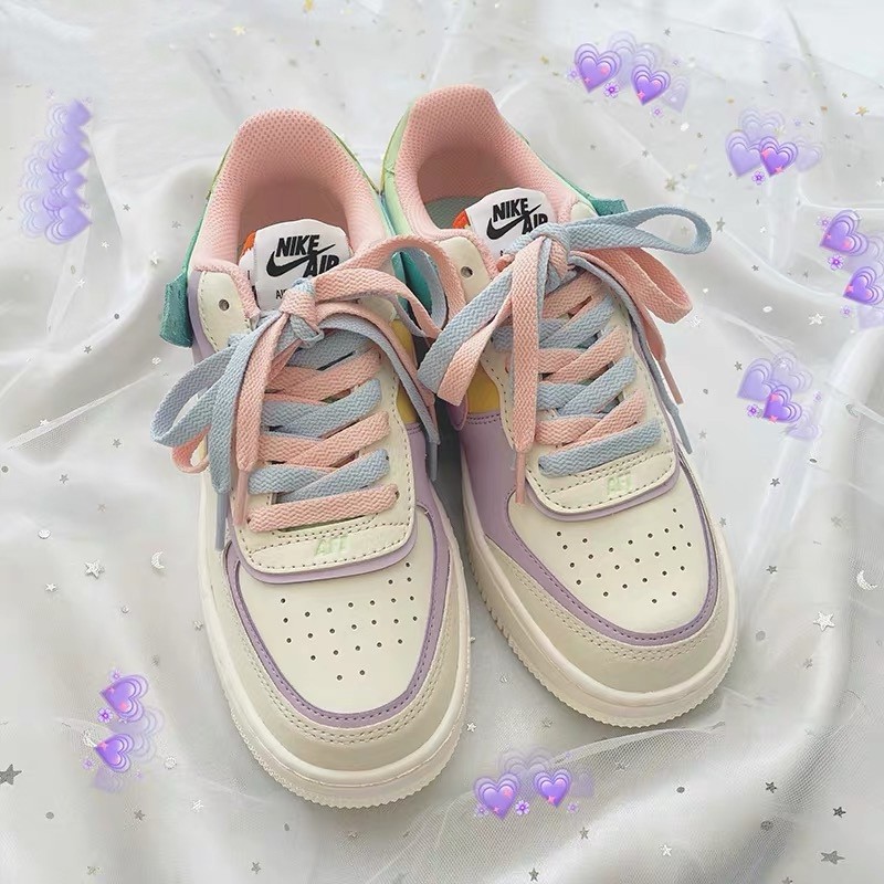 Combo Dây Giày Custom Nike Air Force 1 Low Shadow Pale Ivory - Dây Giày Pastel