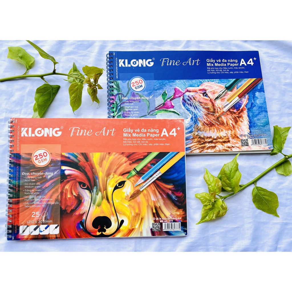 [Hàng xịn Klong MS 777] Sổ vẽ cao cấp A4+ 25 tờ 250GSM gáy lò xo chuyên nghiệp dành cho dân vẽ - VPP Thiên Ái