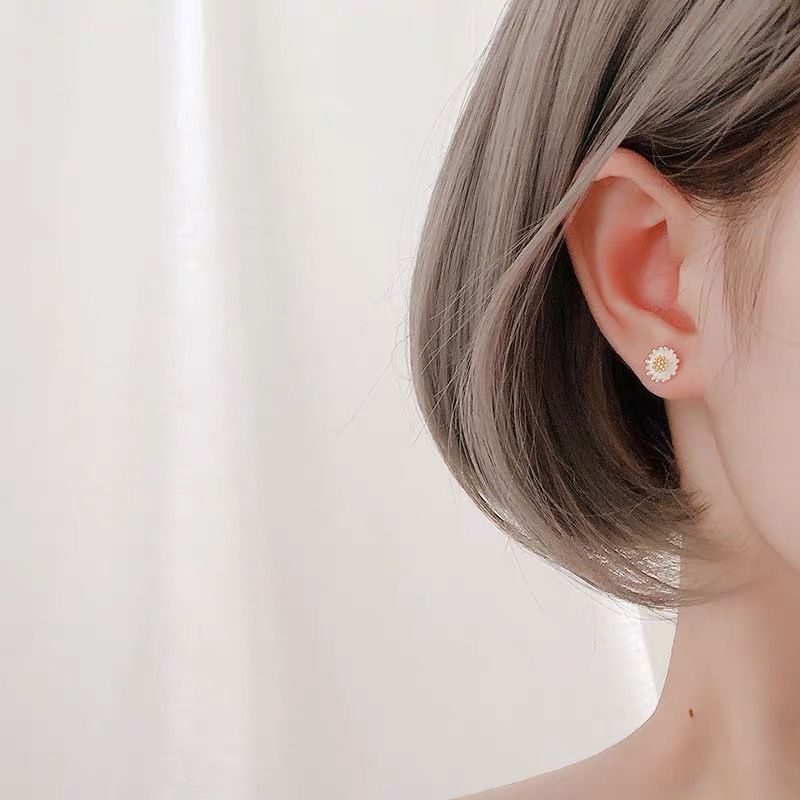 Bông tai bạc S925 - Hoa tai nữ bạc Ý hoa Cúc nhỏ Daisy siêu dễ thương Zaza Accessories KT8004