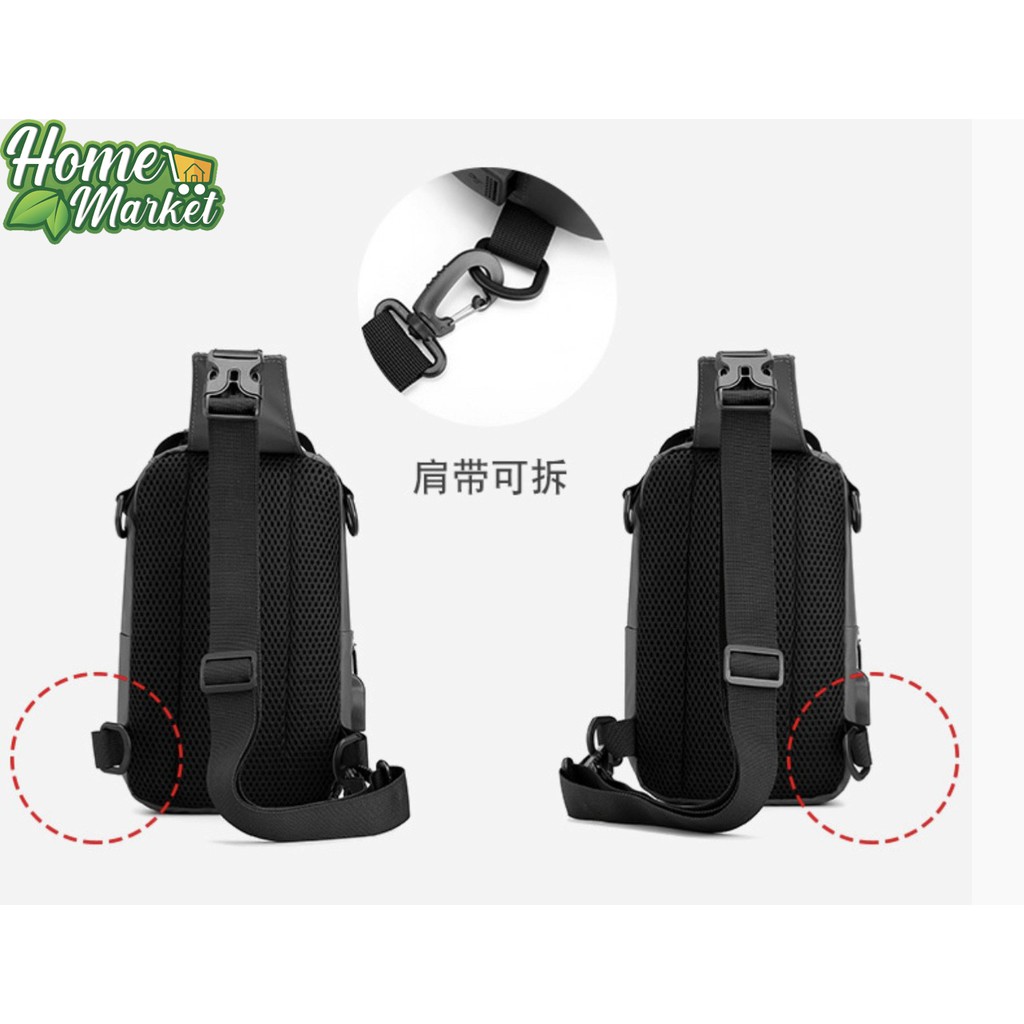 ( Hàng Mới Về ) Túi đeo chéo nam vải Polyester kháng nước chống bám bụi tích hợp cổng sạc USB tiện dụng TC116