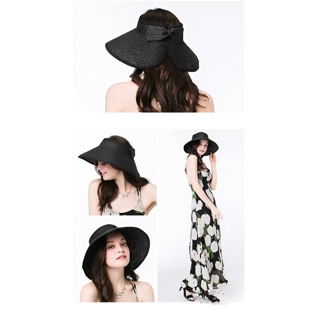 Wide straw sunshade foldable hat summer travel fashion