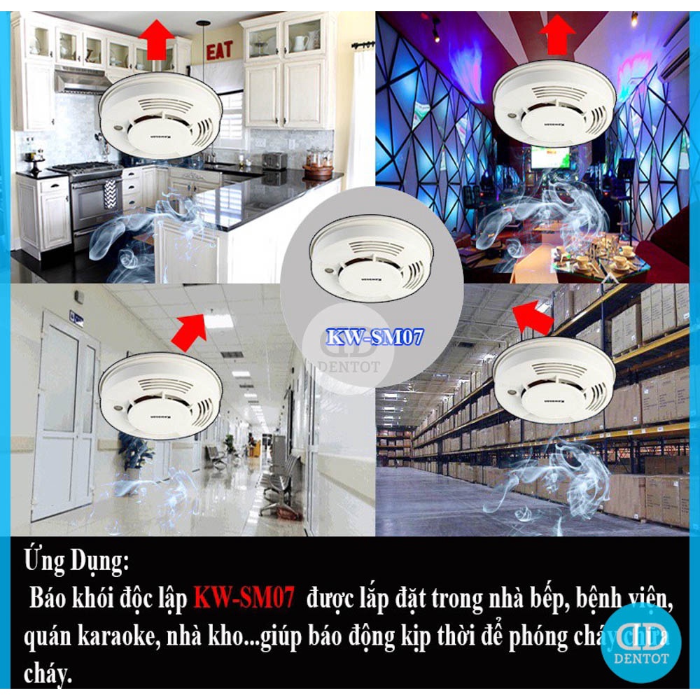 Thiết Bị Báo Khói Độc Lập Kawasan SM07 - Báo Cháy Không Dây Âm Thanh To, Bảo Hành 24 Tháng