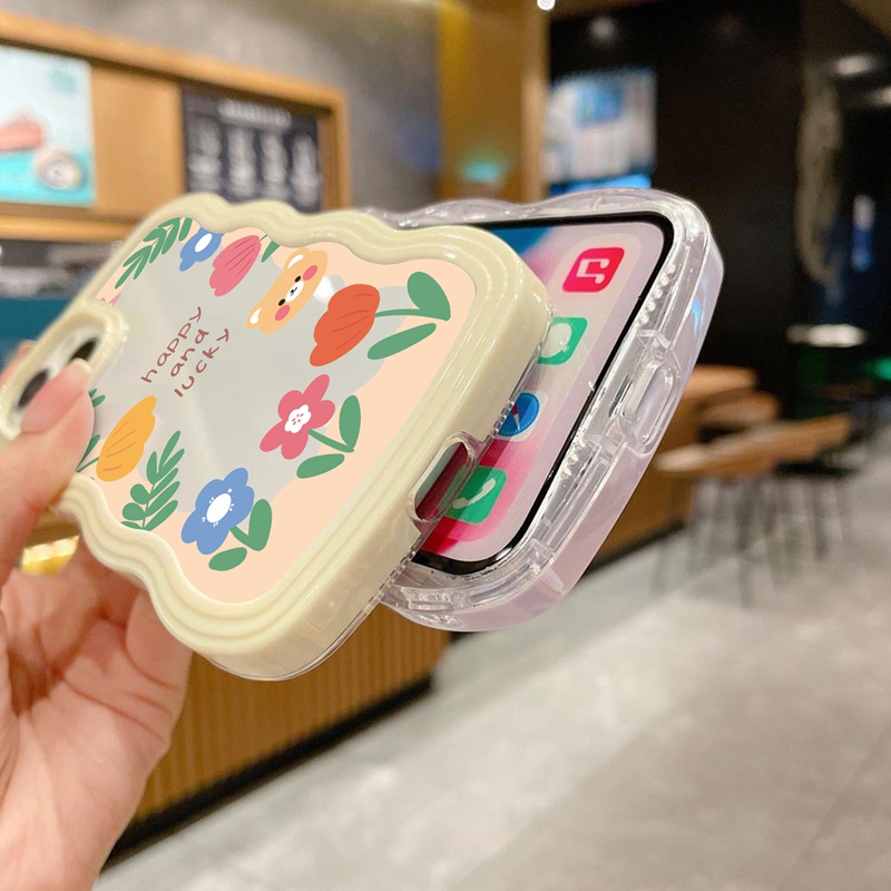 Suntaiho Ốp lưng iphone Ốp điện thoại mềm trong suốt viền gợn sóng in hoa lá thích hợp cho iPhone 11 13 12 Pro PM X XS Max XR 7 8 plus