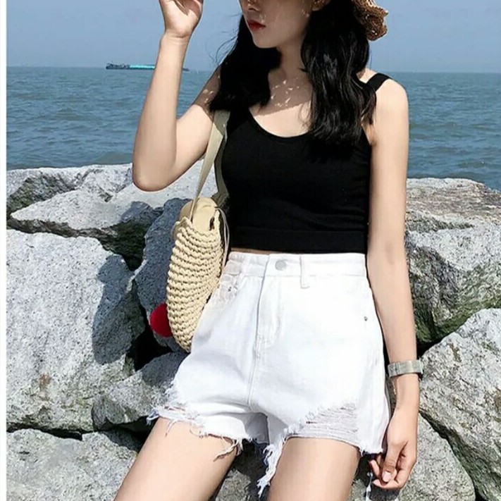 [Bán chạy + video ] Quần shorts jean nữ lưng cao Ulzzang Quảng Châu QNJ4