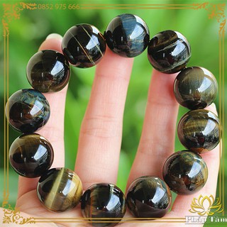 [Hiếm] Vòng Tay Đá M.Ho Xanh Đen Vân Vàng Tự Nhiên Hạng 4A Cao Cấp - Tâm Phong Thủy