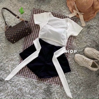 Áo gân cột nơ trước Shein Nuti
