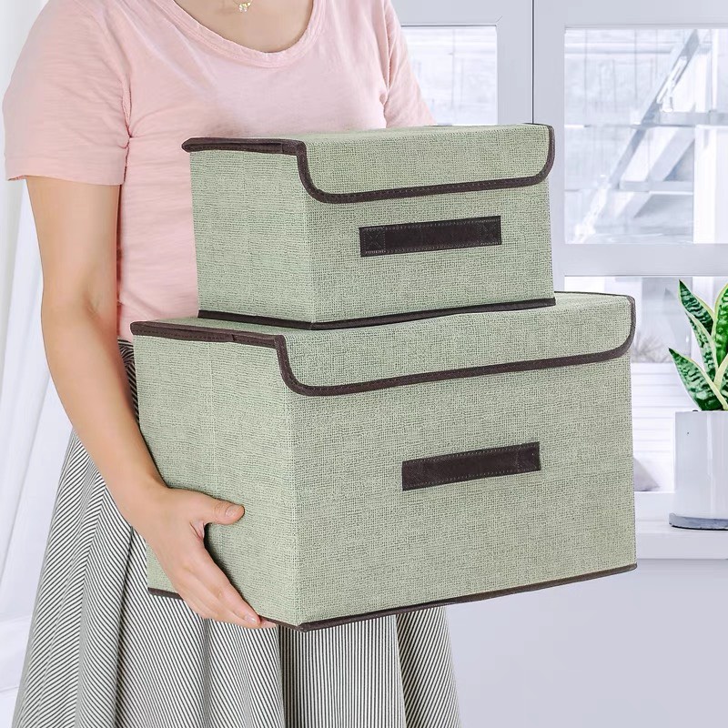 Hộp vải đựng quần áo gấp gọn có nắp đậy đa năng, Thùng vải đựng đồ lót đồ chơi chăn ga văn phòng phẩm - Family Care