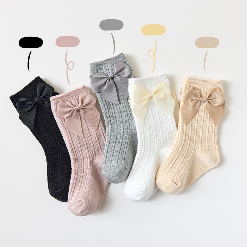 Tất Cotton Mềm Mại Đính Nơ Xinh Xắn Cho Bé Gái