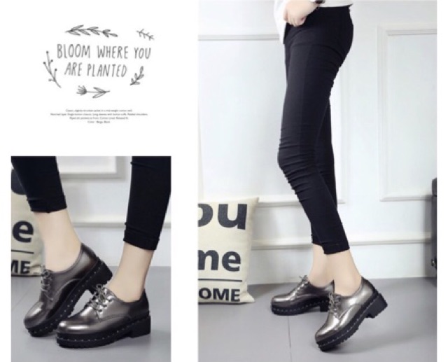 Giày Oxfort đế bánh mì da bóng đế viền đinh-260k | BigBuy360 - bigbuy360.vn