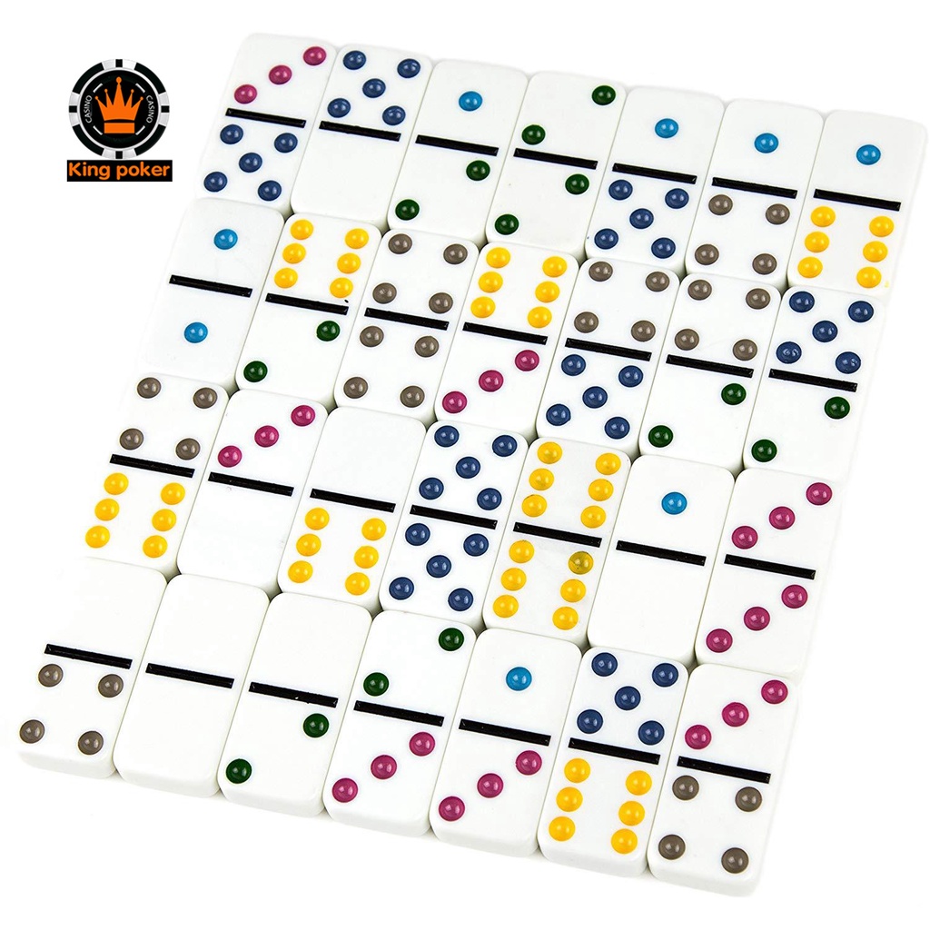 Bộ chơi cờ Domino 6 màu cao cấp kèm hộp thiếc
