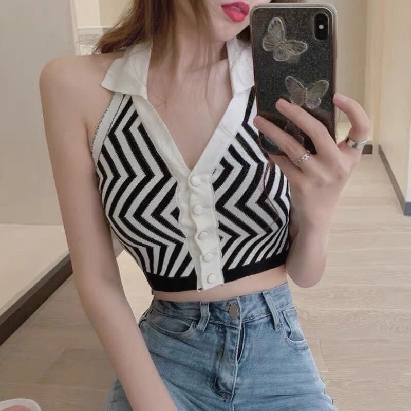 áo hở lưng croptop bẻ Quảng châu dáng mới nhiều màu