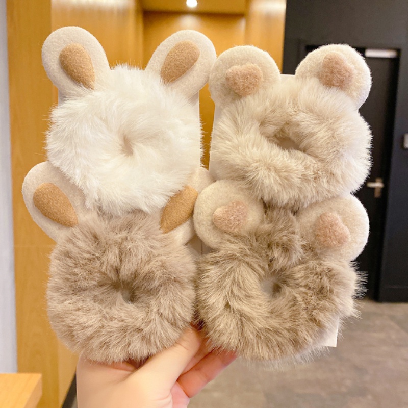 Dây Buộc Tóc Cao Su Bọc Vải Lông Phong Cách Hàn Quốc Dễ Thương Thời Trang Thu Đông