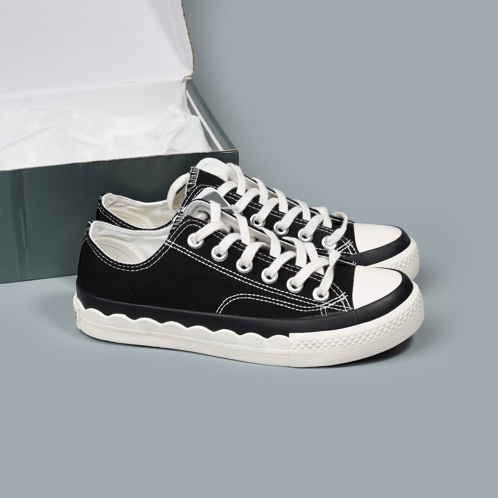 GIÀY SNEAKERS VẢI NỮ CỔ NGẮN EVEN STAR - ĐEN