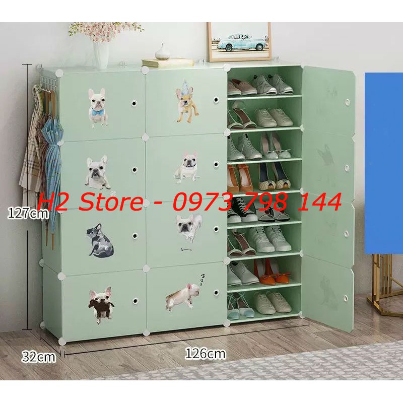 TỦ NHỰA ĐỂ GIÀY BỘ CỐM CỬA CÚN NGŨ SẮC 24 Ô (chia ô).