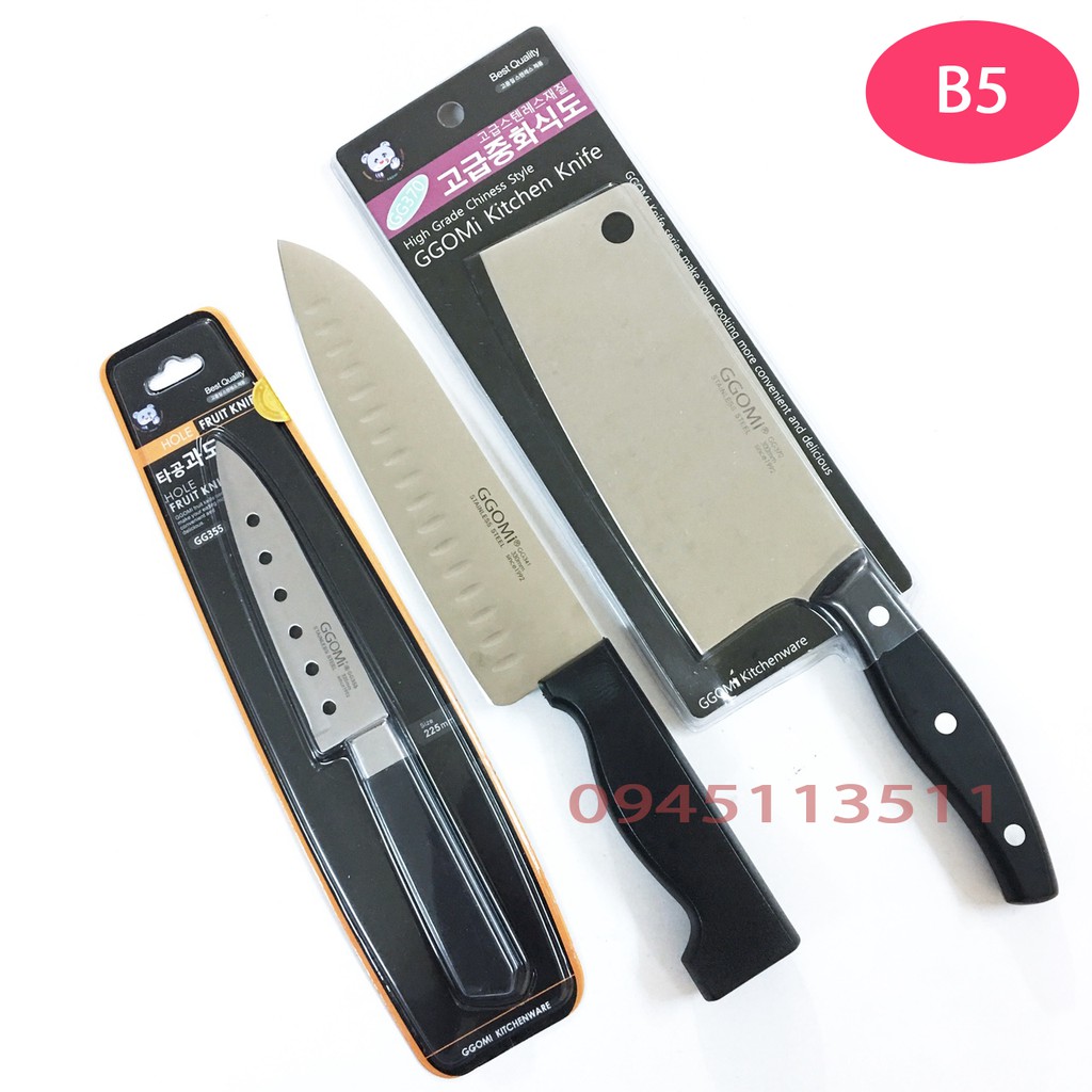 Combo 3 Dao Chặt thái gọt thực phẩm cao cấp Xuất xứ Hàn Quốc thép không gỉ, cán nhựa ABS