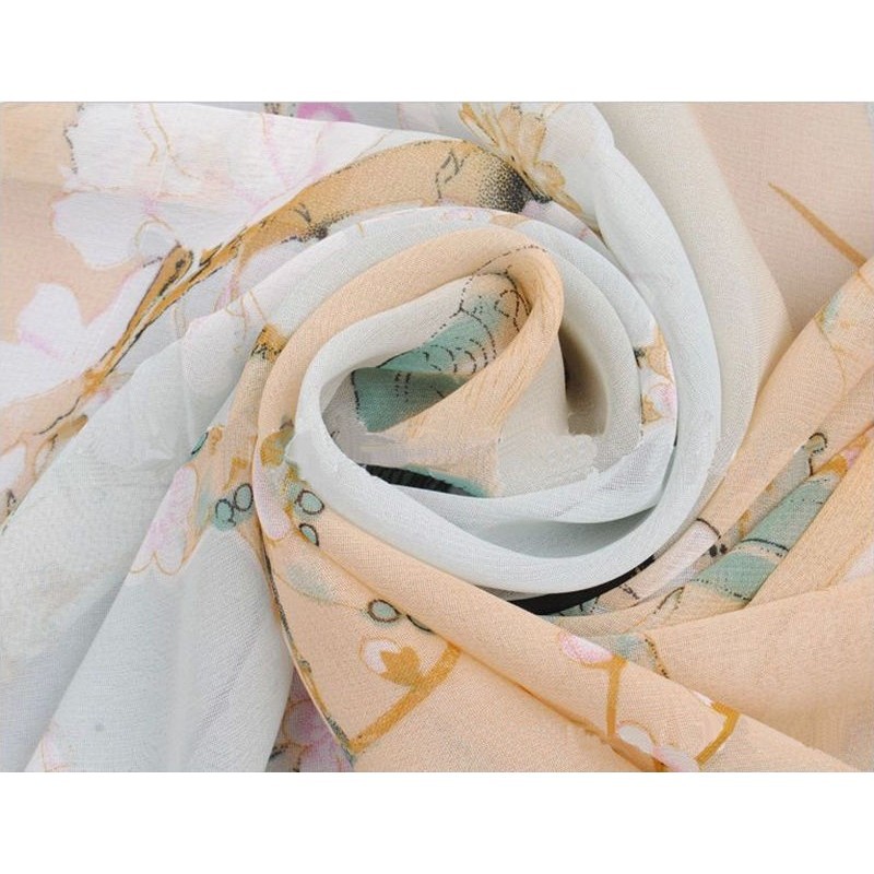 Khăn quàng cổ chiffon in họa tiết khung cảnh cho nữ