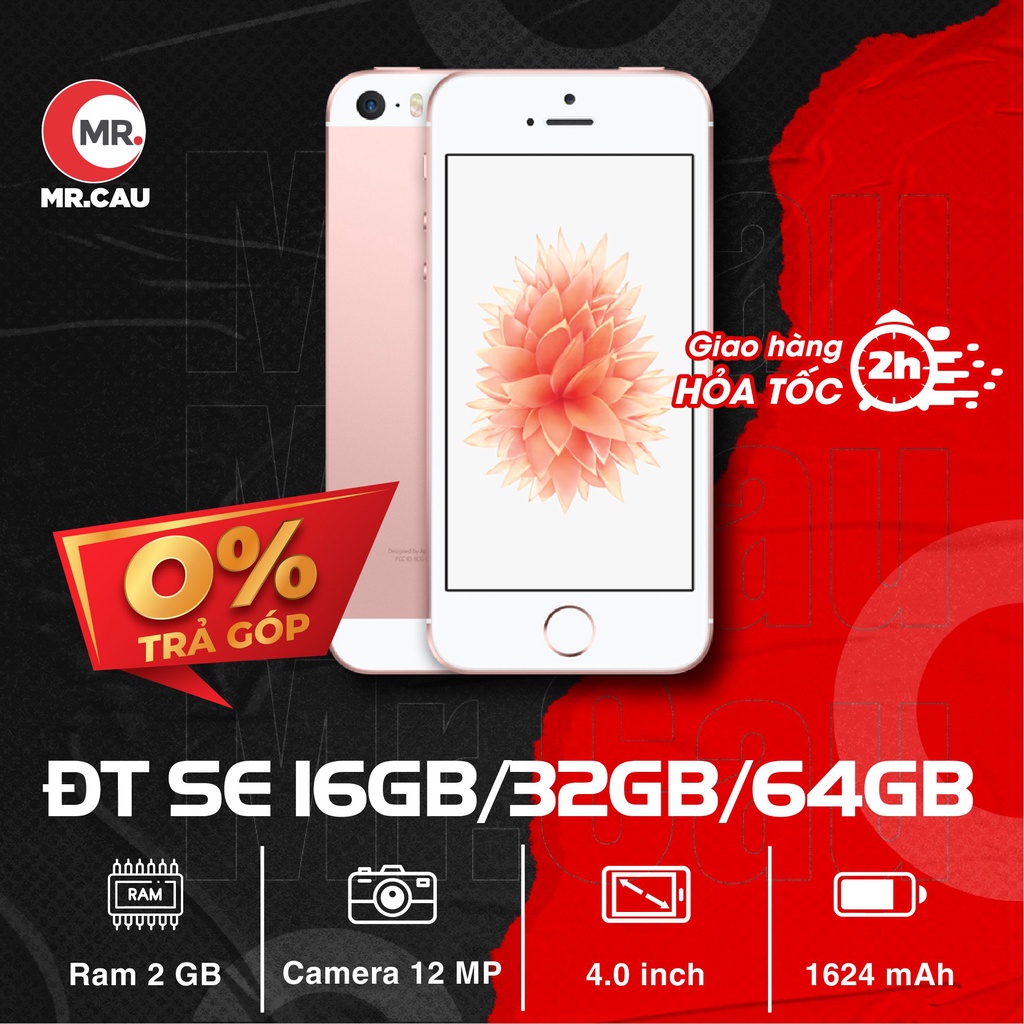 ĐT táo SE 2016(16GB 32Gb 64Gb)táo 5SE Bản quốc tế A9 2 nhân Tốc độ CPU 1.8 GHz RAM 2 G Full HD-MRCAU