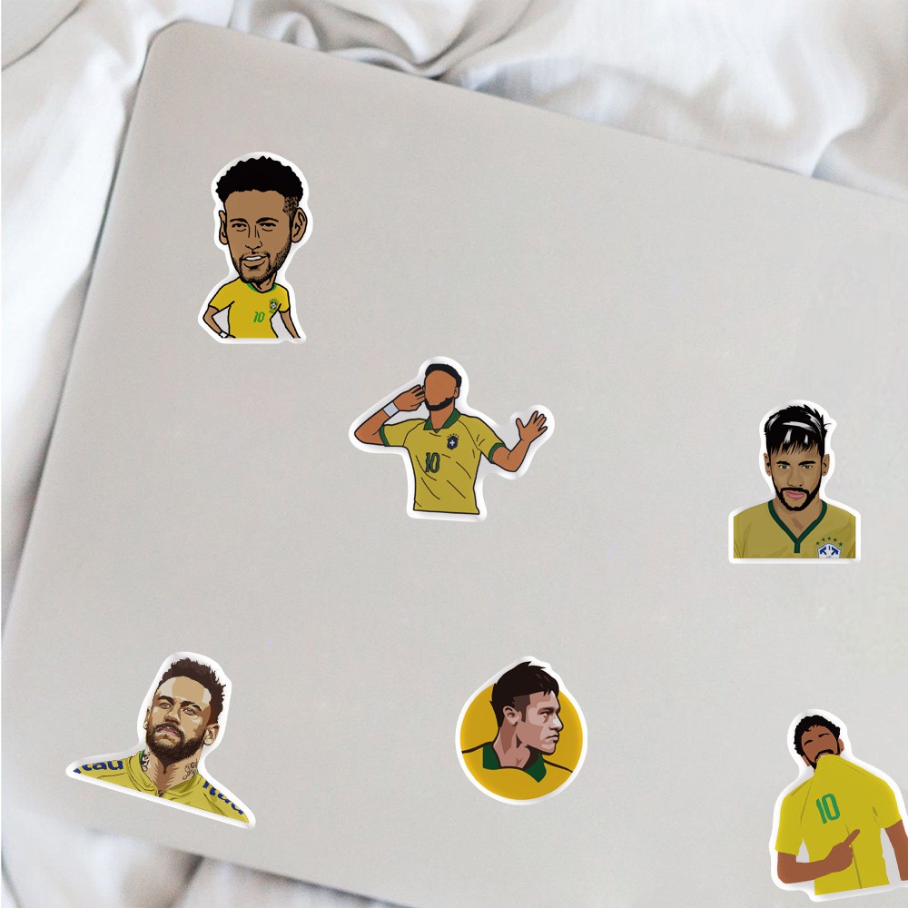 Sticker Cầu Thủ Bóng Đá Neymar 50 Hình Decal Cắt Sẵn Dán Điện Thoại Laptop Sổ Xe Tường Mũ Bảo Hiểm Bình Nước Vali