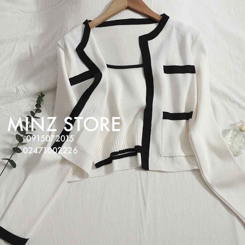 Set cardigan+ áo 2 dây croptop #408 (3 màu)