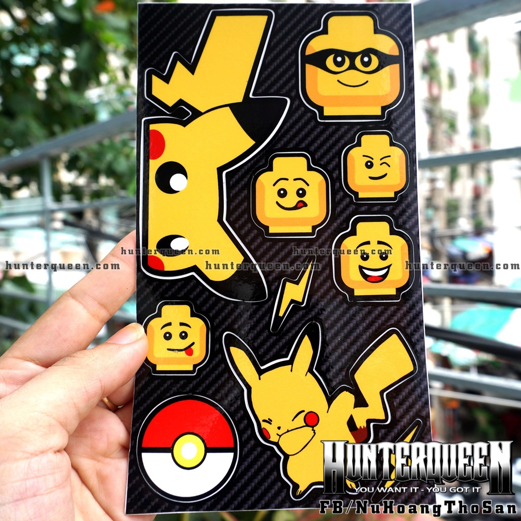 Sticker cute hình dán chó mèo Pikachu dễ thương. Dán điện thoại, laptop, tủ, nón bảo hiểm. Chống nước
