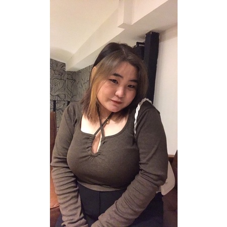 Áo croptop nữ tay dài bigsize 55-90kg kimfashion, Croptop bigsize giãn phong cách Hàn Quốc