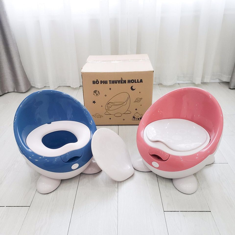 [Haobaby shop] Bô cho bé đi vệ sinh hình phi thuyền Holla - ghế bô cho bé gái, bé trai (bô ngồi trẻ em có đệm da PU)