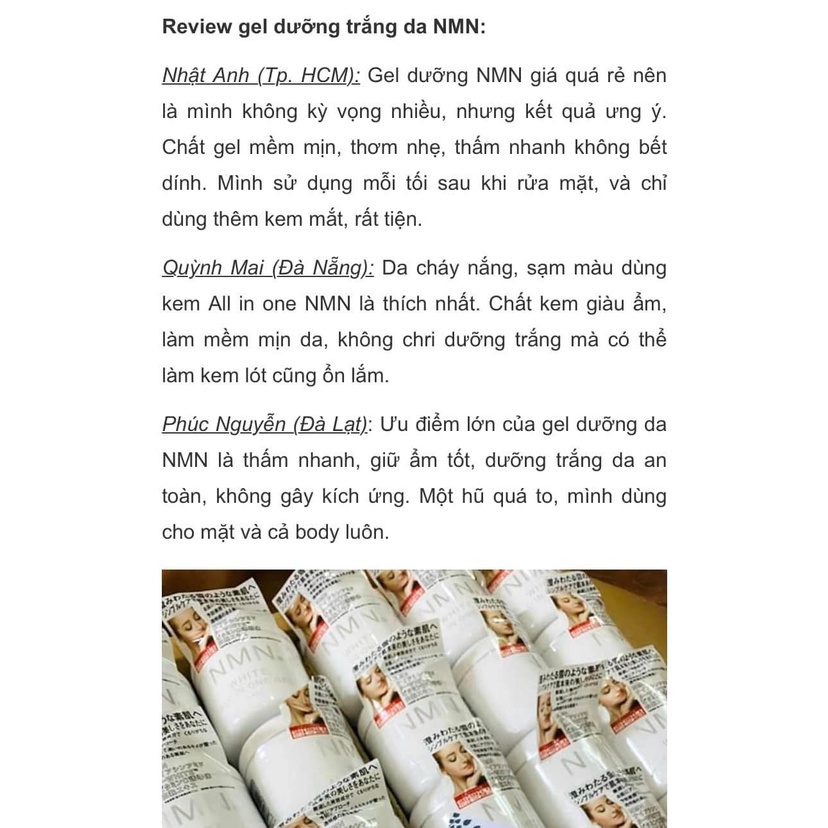 Kem Dưỡng Trắng Da Chống Lão Hoá NMN White All In One Gel 245g