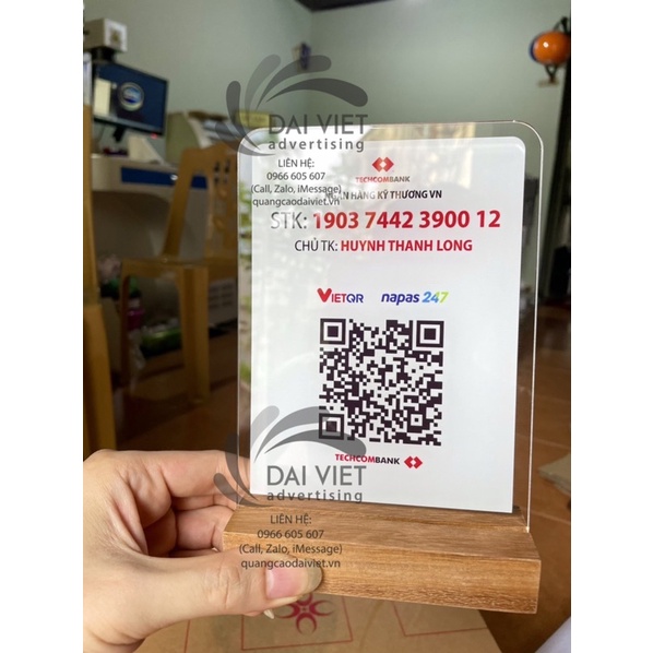 Bảng ghi mã QR Code - bảng thanh toán ngân hàng