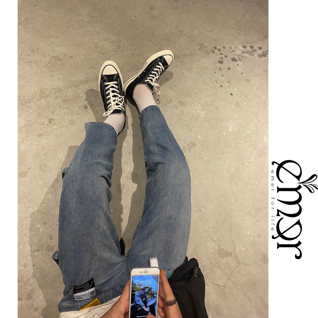 Quần JEAN BAGGY ỐNG SUÔNG Oversize Nam Nữ phong cách Hàn Quốc Ullzang E'mer