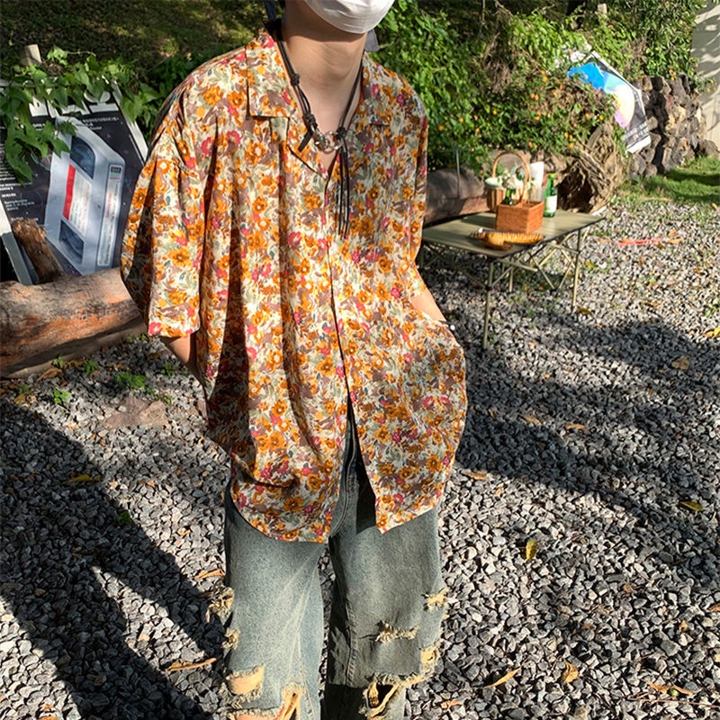 Áo Sơ Mi Nam Ngắn Tay Họa Tiết Hoa Văn Phong Cách Hawaii Màu Sắc Size S-4Xl
