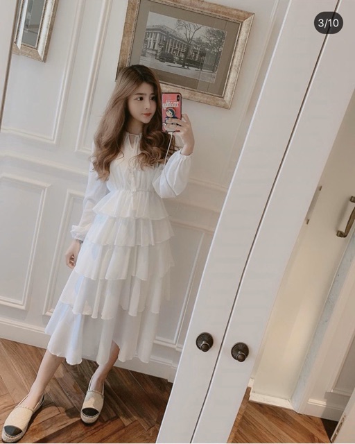 [Mã SKAMSALEP6 giảm 10% tối đa 100K đơn 150K] ĐẦM TRẮNG XOÈ BÈO TẦNG | BigBuy360 - bigbuy360.vn