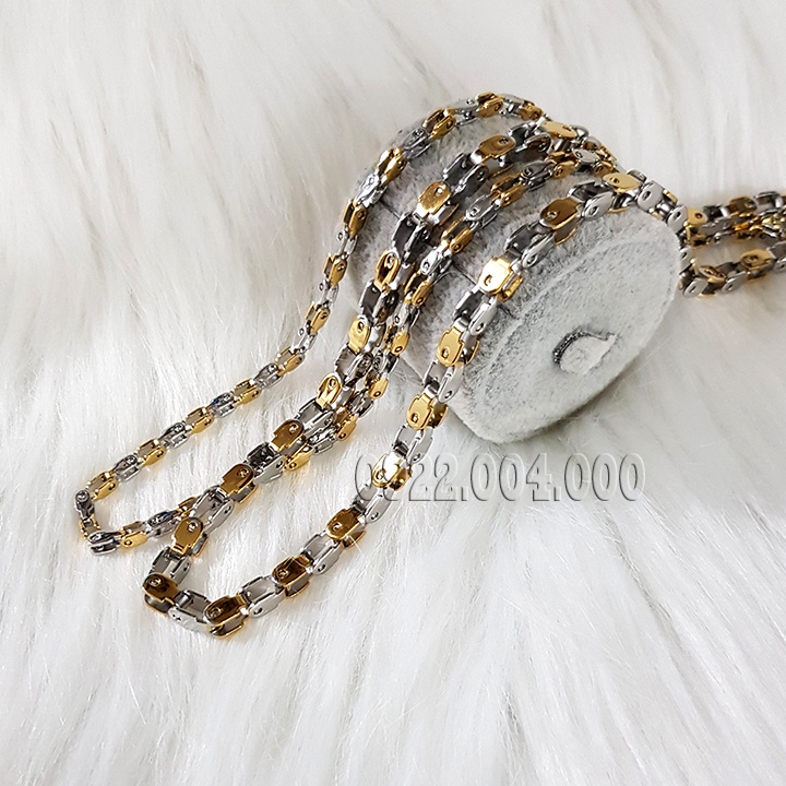 Dây chuyền sên trắng vàng, dây chuyền nam cực bụi  DZ1837.