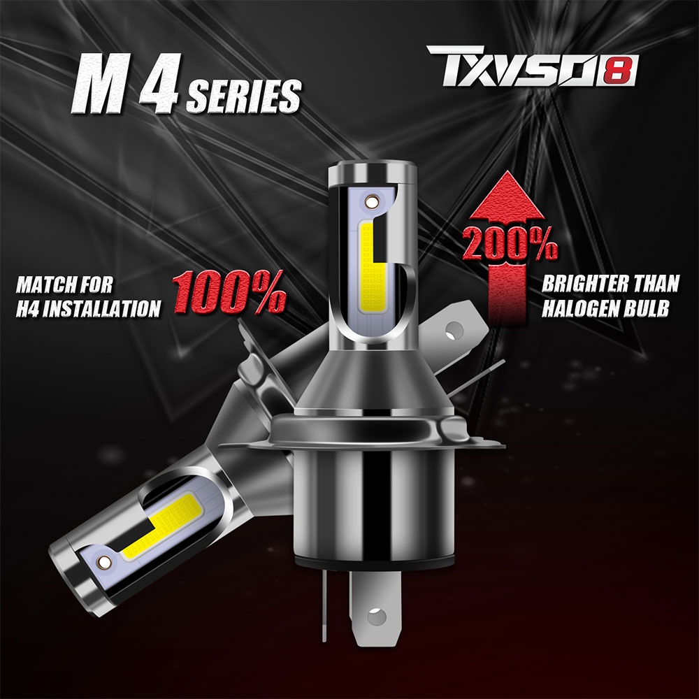 Bộ 2 Đèn led 22000LM 110W H4 Ánh Sáng Trắng Cao / Thấp Cho Xe Hơi / Mô Tô